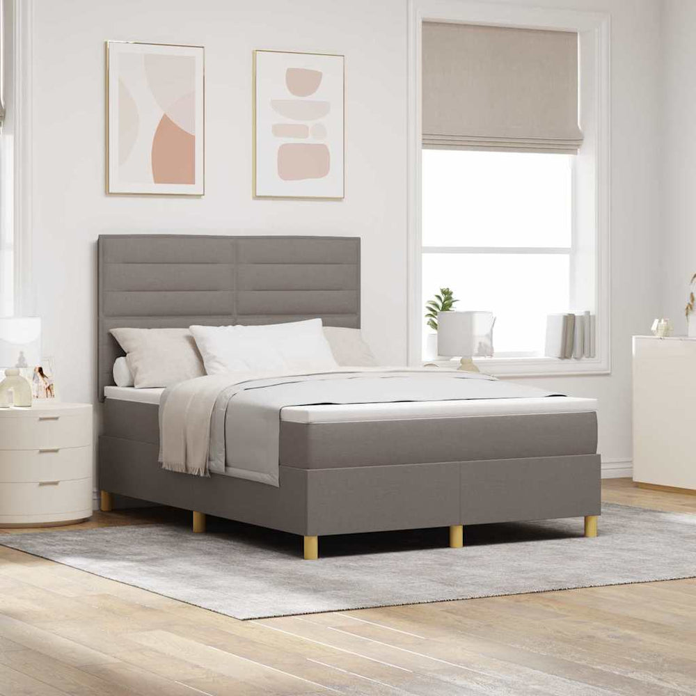 LED Boxspringbett Taupe mit Matratze 140x190 cm