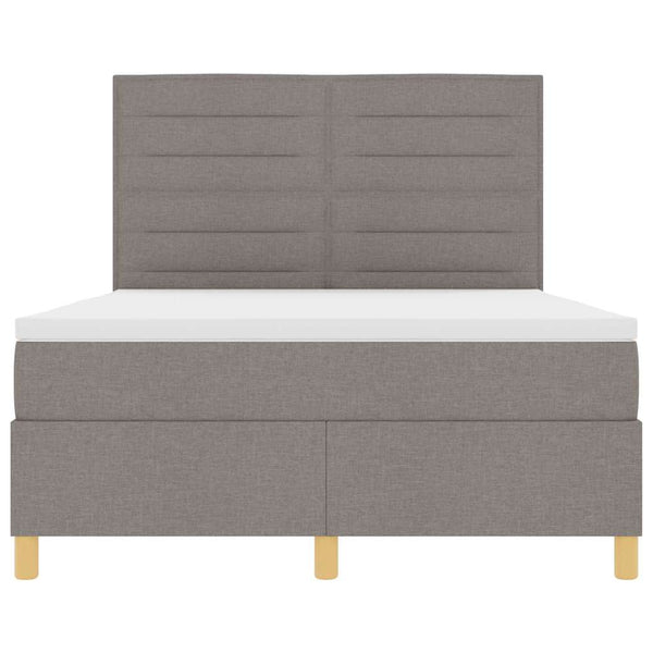 vidaXL Lit boxspring LED avec matelas taupe 140 x 190 cm tissu