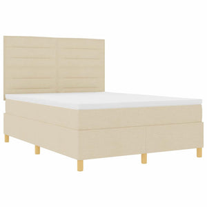LED Boxspringbett Creme mit Matratze 140x190 cm