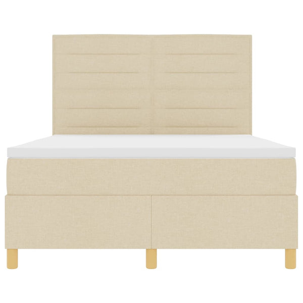 LED Boxspringbett Creme mit Matratze 140x190 cm