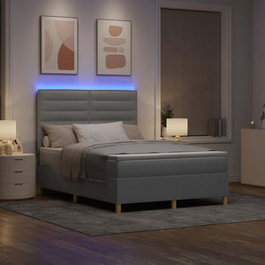 LED Boxspringbett mit Matratze 140x200 cm Grau