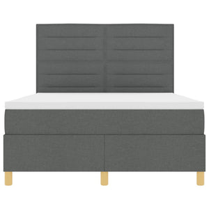 vidaXL Lit coffre à LED avec matelas Gris foncé 140 x 200 cm Tissu