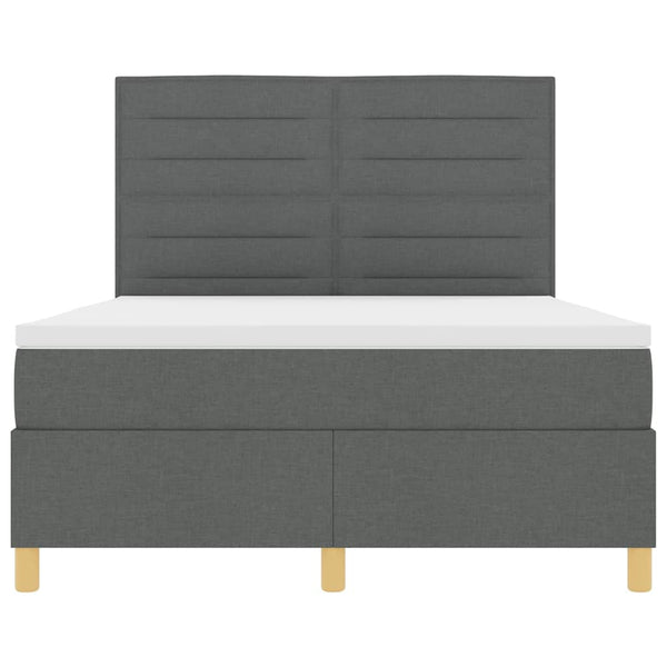 vidaXL Lit coffre à LED avec matelas Gris foncé 140 x 200 cm Tissu