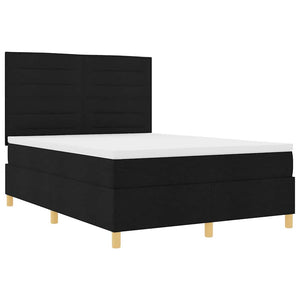 vidaXL Lit tapissier LED avec matelas Noir 140 x 200 cm Tissu