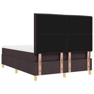 vidaXL Lit coffre à LED avec matelas Marron foncé Tissu 140 x 200 cm