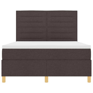 vidaXL Lit coffre à LED avec matelas Marron foncé Tissu 140 x 200 cm