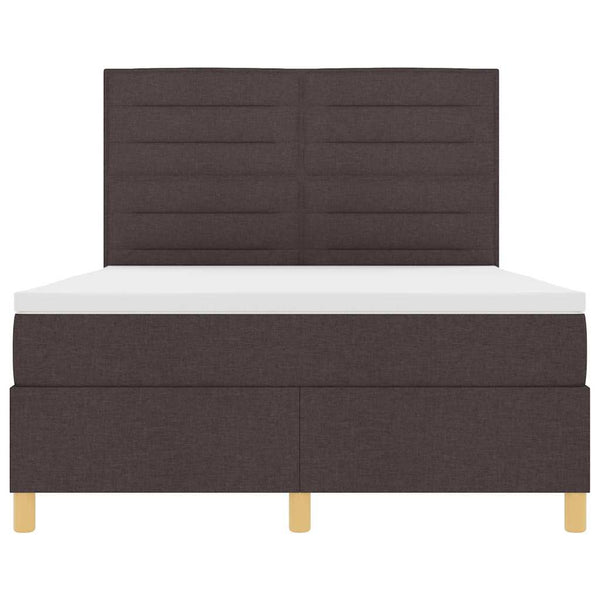 vidaXL Lit coffre à LED avec matelas Marron foncé Tissu 140 x 200 cm