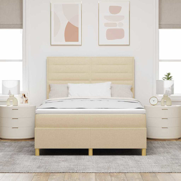 LED Boxspringbett Creme 140x200 cm