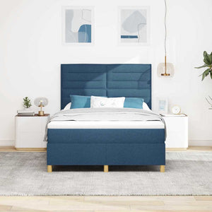 vidaXL Lit coffre à LED avec matelas Bleu 140 x 200 cm Tissu