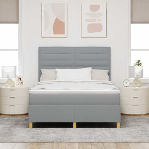 LED Boxspringbett mit Matratze 160x200 cm Hellgrau