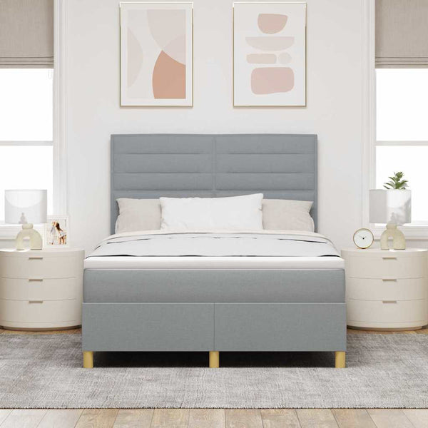 LED Boxspringbett mit Matratze 160x200 cm Hellgrau