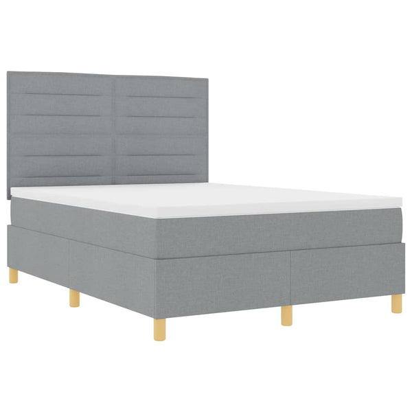 LED Boxspringbett mit Matratze 160x200 cm Hellgrau