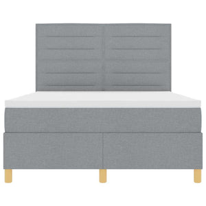 LED Boxspringbett mit Matratze 160x200 cm Hellgrau