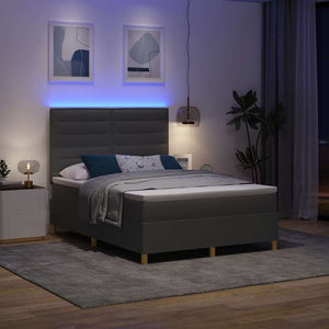 LED Boxspringbett mit Matratze 160x200 cm Dunkelgrau