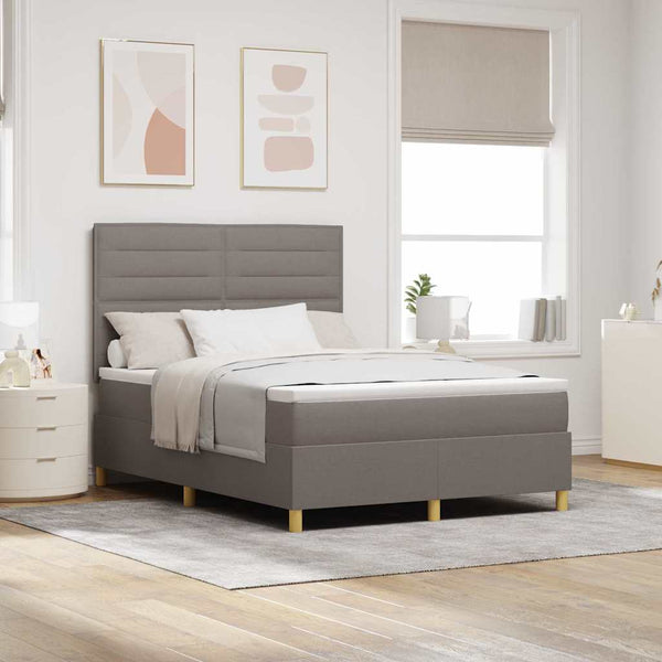 vidaXL Lit coffre à LED avec matelas taupe 160 x 200 cm Tissu