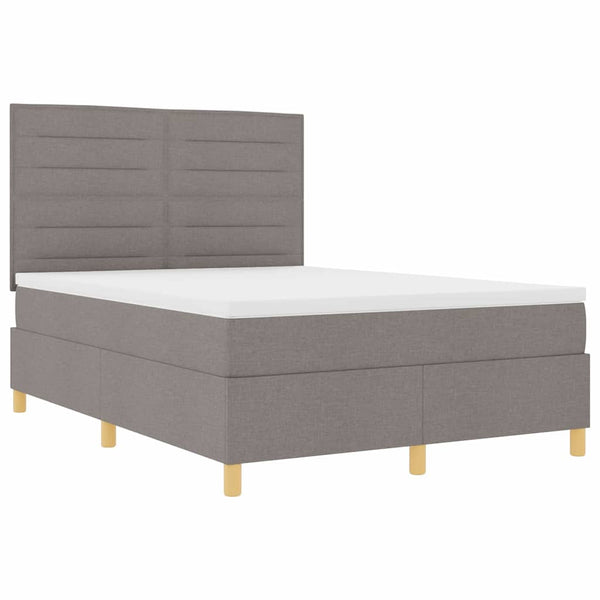 vidaXL Lit coffre à LED avec matelas taupe 160 x 200 cm Tissu