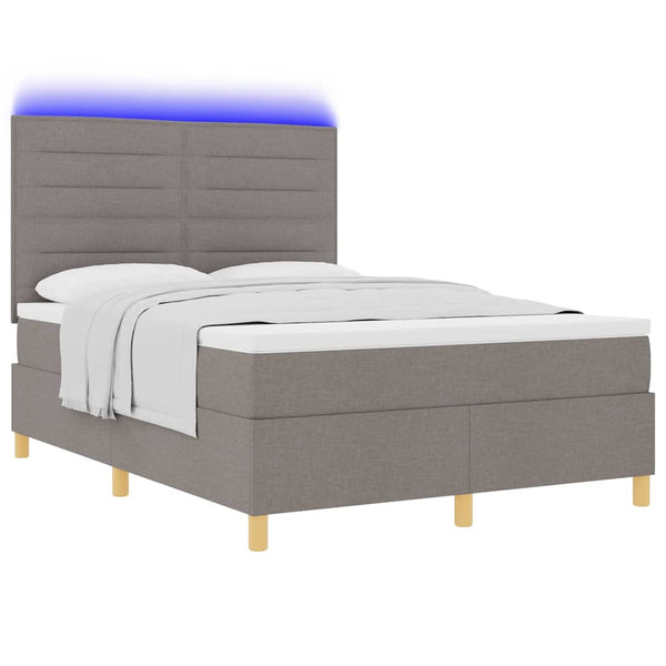 vidaXL Lit coffre à LED avec matelas taupe 160 x 200 cm Tissu