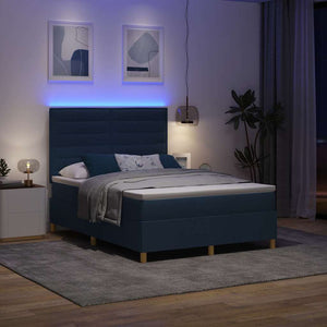LED Boxspringbett mit Matratze Blau 160x200