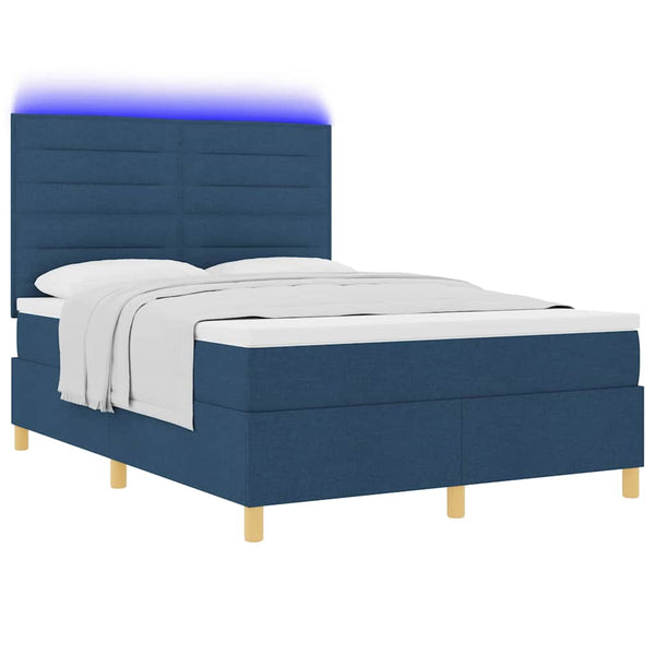 LED Boxspringbett mit Matratze Blau 160x200