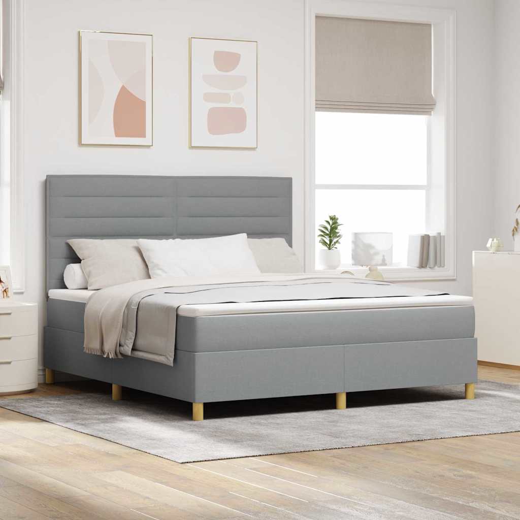 LED Boxspringbett mit Matratze Hellgrau 180x200