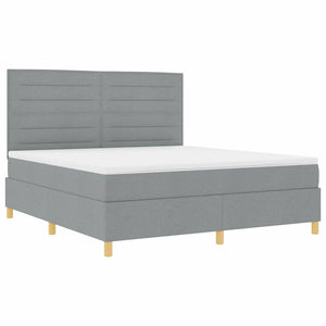 LED Boxspringbett mit Matratze Hellgrau 180x200