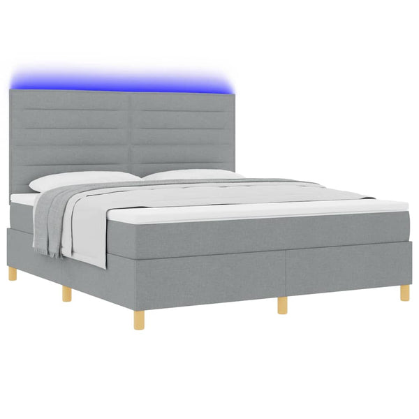 LED Boxspringbett mit Matratze Hellgrau 180x200