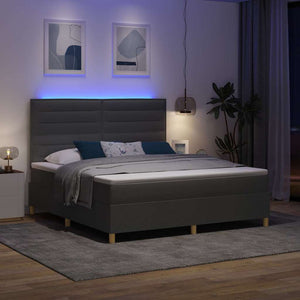 LED Boxspringbett mit Matratze 180x200 Dunkelgrau