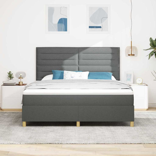 LED Boxspringbett mit Matratze 180x200 Dunkelgrau