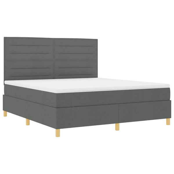 LED Boxspringbett mit Matratze 180x200 Dunkelgrau