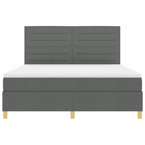 LED Boxspringbett mit Matratze 180x200 Dunkelgrau