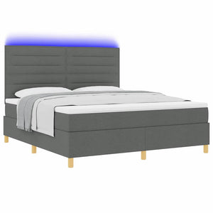 LED Boxspringbett mit Matratze 180x200 Dunkelgrau