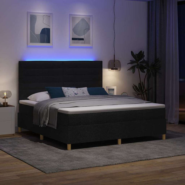 LED Boxspringbett mit Matratze 180x200 cm Schwarz