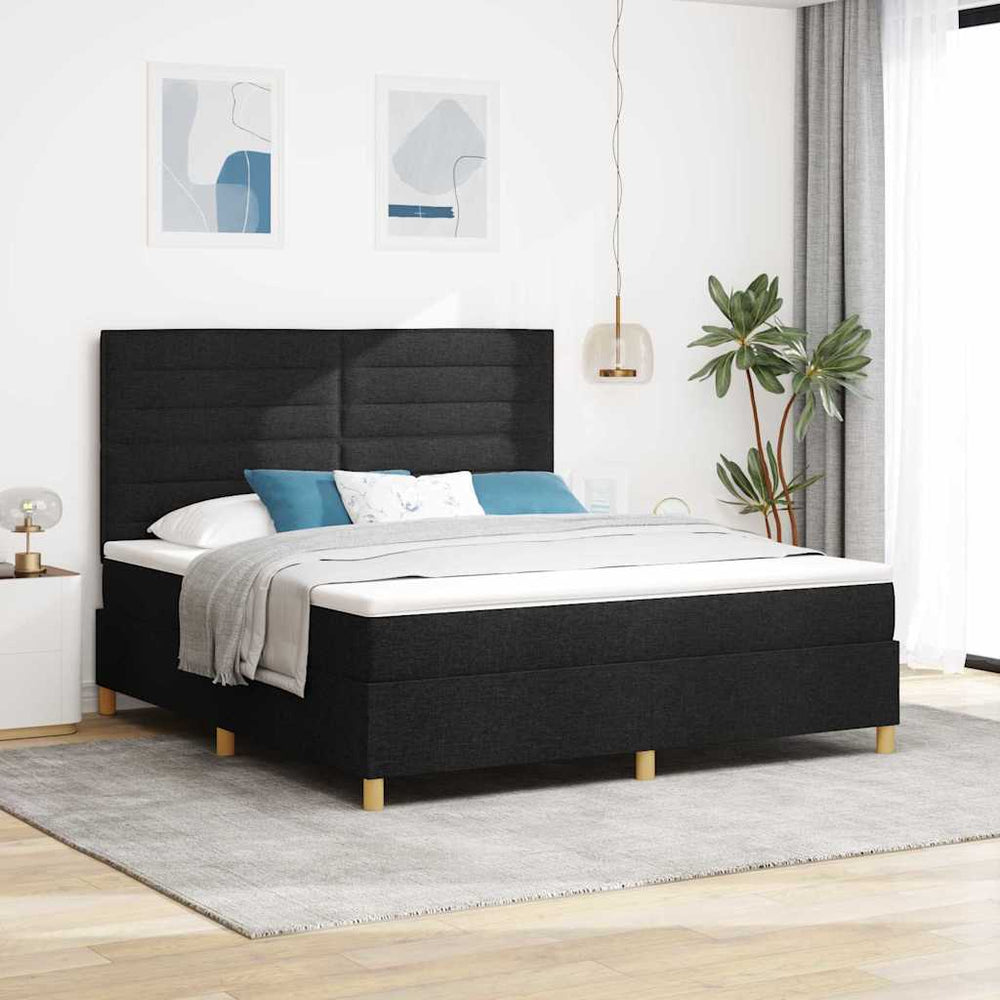 vidaXL Lit boxspring LED avec matelas Noir 180 x 200 cm Tissu