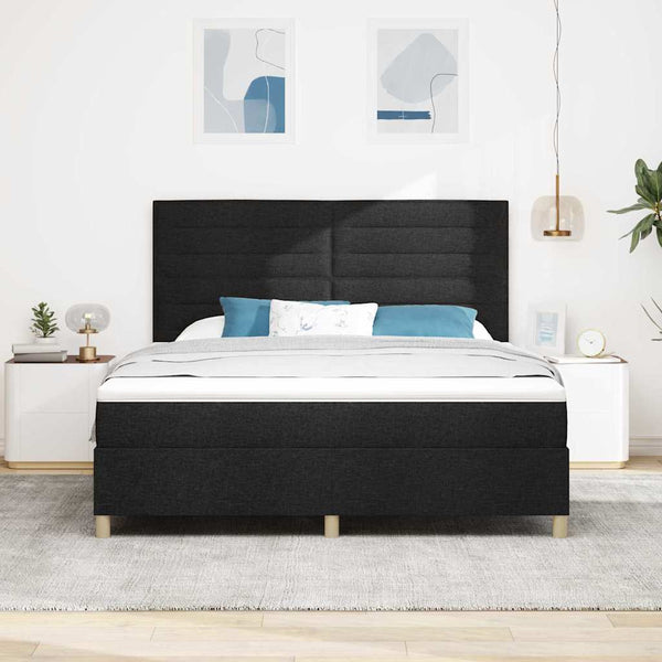 LED Boxspringbett mit Matratze 180x200 cm Schwarz