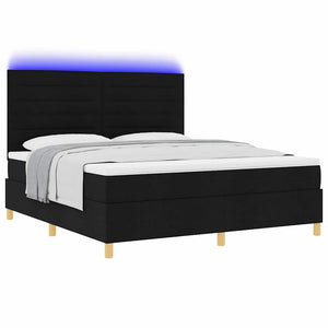 LED Boxspringbett mit Matratze 180x200 cm Schwarz