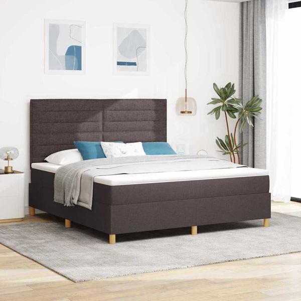 vidaXL Lit double tapissier à LED avec matelas Marron foncé 180 x 200 cm Tissu