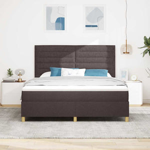 vidaXL Lit double tapissier à LED avec matelas Marron foncé 180 x 200 cm Tissu