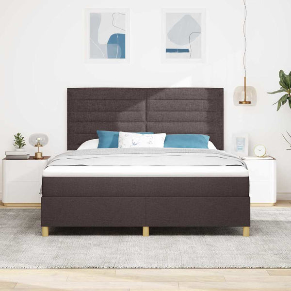 vidaXL Lit double tapissier à LED avec matelas Marron foncé 180 x 200 cm Tissu