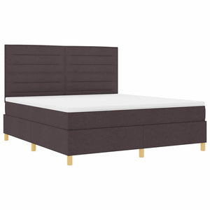vidaXL Lit double tapissier à LED avec matelas Marron foncé 180 x 200 cm Tissu
