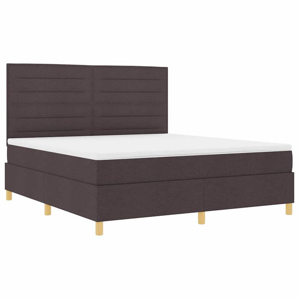 vidaXL Lit double tapissier à LED avec matelas Marron foncé 180 x 200 cm Tissu