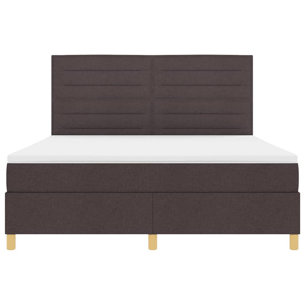 vidaXL Lit double tapissier à LED avec matelas Marron foncé 180 x 200 cm Tissu