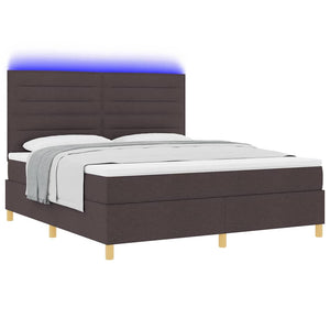 vidaXL Lit double tapissier à LED avec matelas Marron foncé 180 x 200 cm Tissu