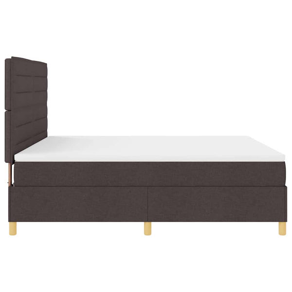 vidaXL Lit double tapissier à LED avec matelas Marron foncé 180 x 200 cm Tissu
