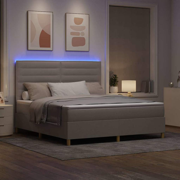 vidaXL Lit coffre à LED avec matelas taupe 180 x 200 cm Tissu