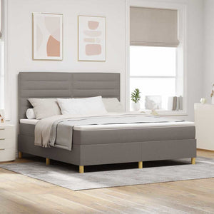 vidaXL Lit coffre à LED avec matelas taupe 180 x 200 cm Tissu