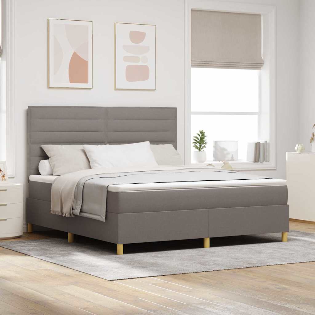 vidaXL Lit coffre à LED avec matelas taupe 180 x 200 cm Tissu