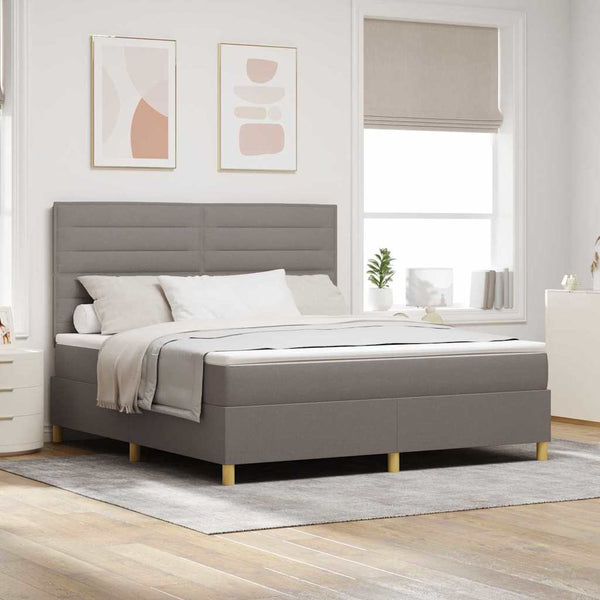 vidaXL Lit coffre à LED avec matelas taupe 180 x 200 cm Tissu