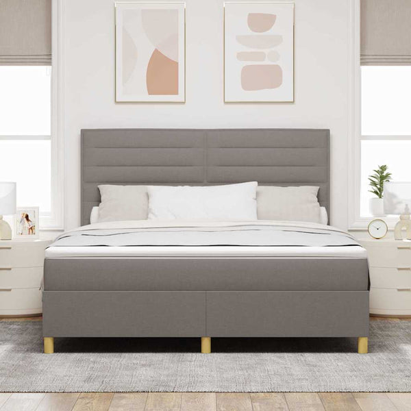vidaXL Lit coffre à LED avec matelas taupe 180 x 200 cm Tissu