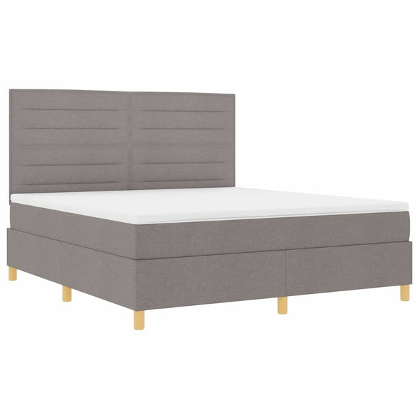 vidaXL Lit coffre à LED avec matelas taupe 180 x 200 cm Tissu