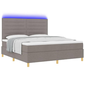 vidaXL Lit coffre à LED avec matelas taupe 180 x 200 cm Tissu